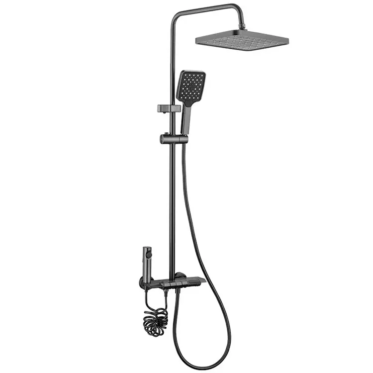 Black Overhead Shower Da Hannun Fesa Gun Tare da Saitin Fasa Nozzles Uku