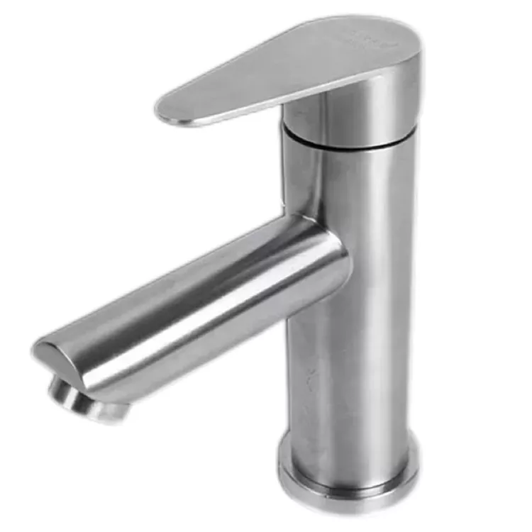 Silindrical Flat Handle Hot and Cold Basin Faucet