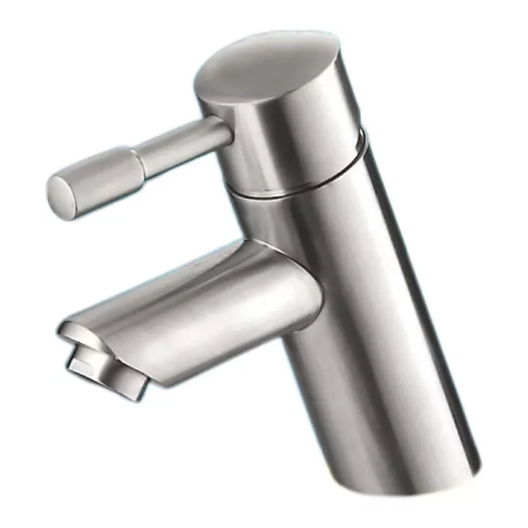 Silindrical Slanted Brushed Hot and Cold Basin Faucet
