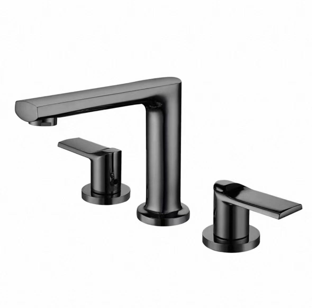 Madubin Baƙar fata mai sheki Uku Faucet