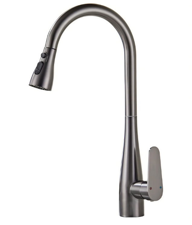 Gunmetal Grey High-Arc Gooseneck Hot And Cold Kitchen Fitar Faucet