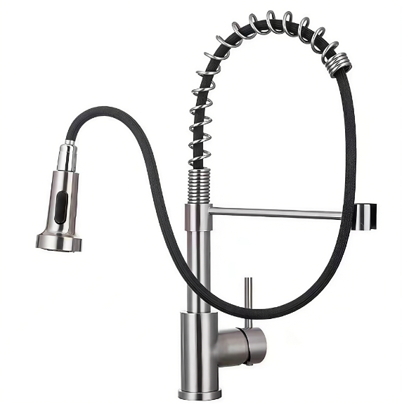 High-Bend Spring Tube Jawo-Fitar da zafi da sanyi Kitchen nutse Faucet