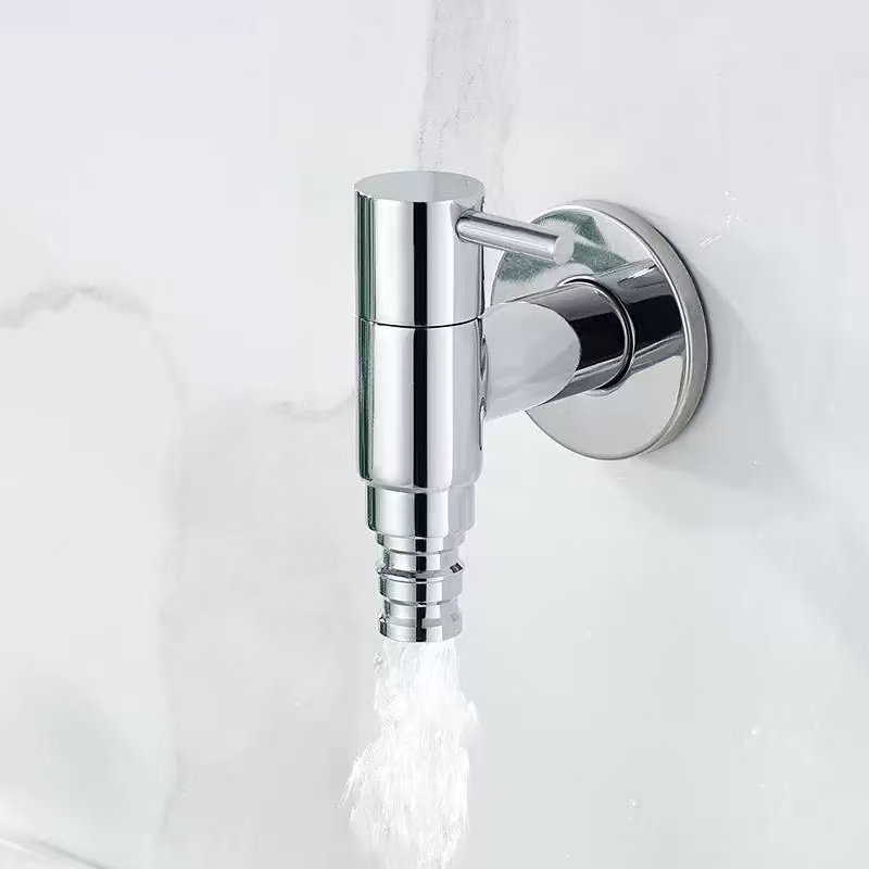 Stainless steel dual-use washing machine faucet with one inlet and two outlets