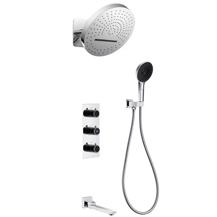 In-Wall Round Overhead Shower Tare da Nuni na Dijital