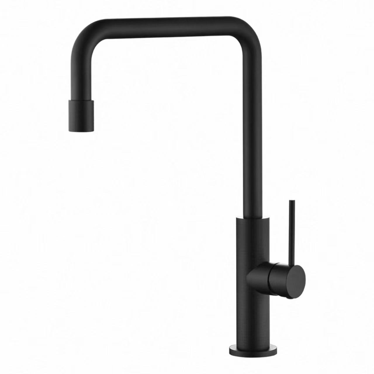 Karamin L-siffar Tube Knurled Kitchen mai zafi da Faucet mai sanyi