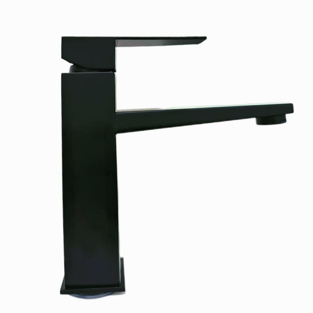 Salon Minimalist Na Zamani Frosted Black Square Basin Faucet