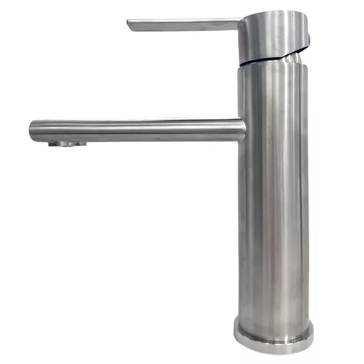 Madaidaicin-Nozzle Silindrical Brushed Hot and Cold Basin Faucet